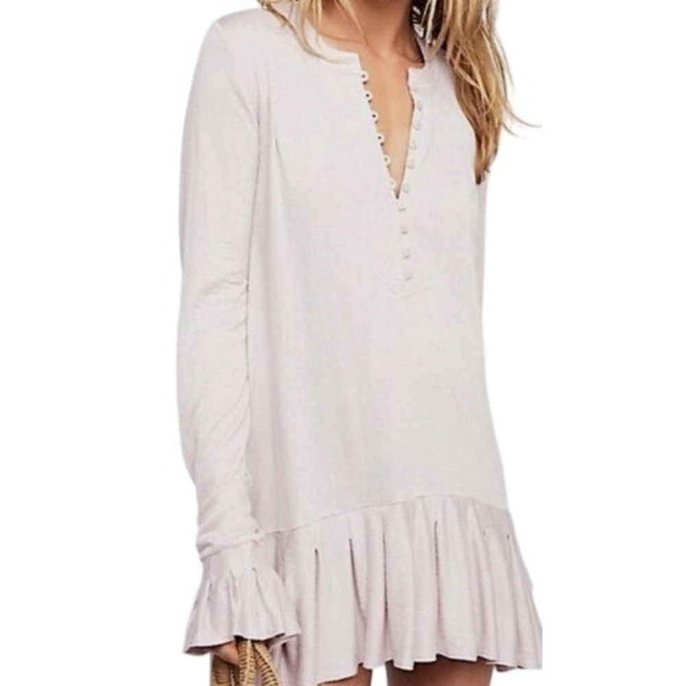 Free People Your Girl Tunic Dress Peplum Ruffle Sleeve Top Small OB655080